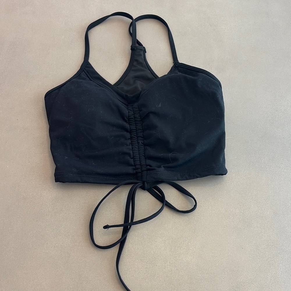 Black Ruched Crop Top